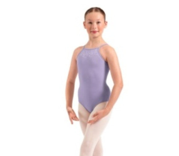 M40007C Adagio Floral EMB Keyhole Halter Leotard