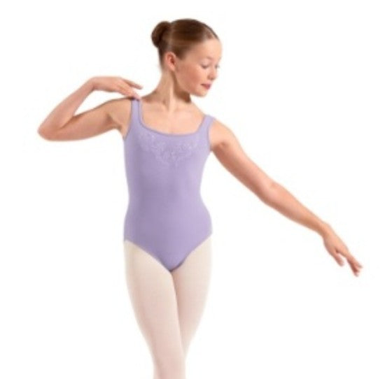 M50012C Adagio Kids Square Neck EMB Tank Leotard