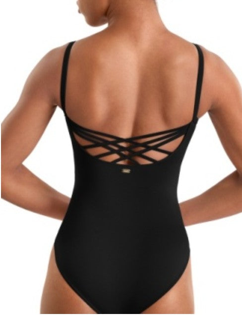 M70008LM Adagio Floral EMB Back Strap Cami Leotard