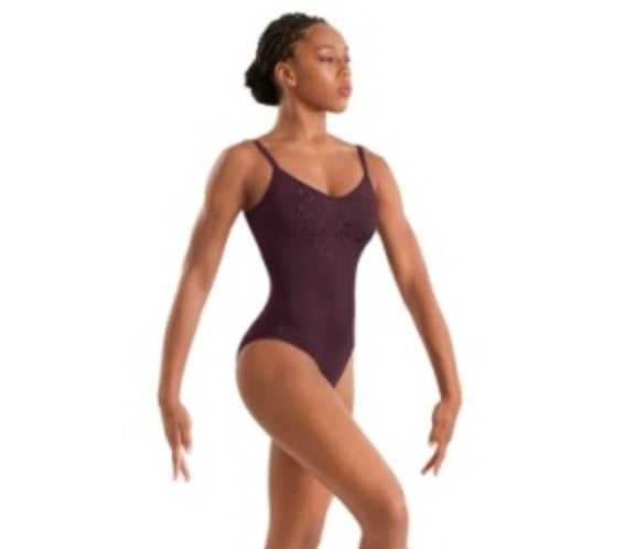 M70008LM Adagio Floral EMB Back Strap Cami Leotard