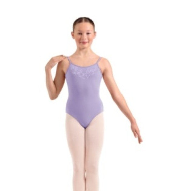 M70009C Adagio Kids Floral EMB Back Strap Cami Leotard