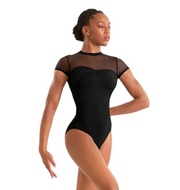 M20011LM Adagio Mock Emb Neck Cap Sleeve Leotard