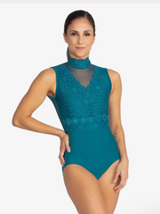 BY47 Marisa Adult Sleeveless Lace Leotard With High Neck