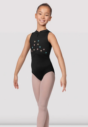 CL9665  Girls Keiko Zipper 6X-7 Black Leotard