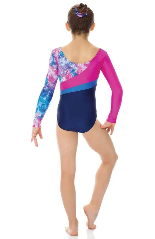7863 Abstract Art Long Sleeve 10-12 Gymnastics Leotard
