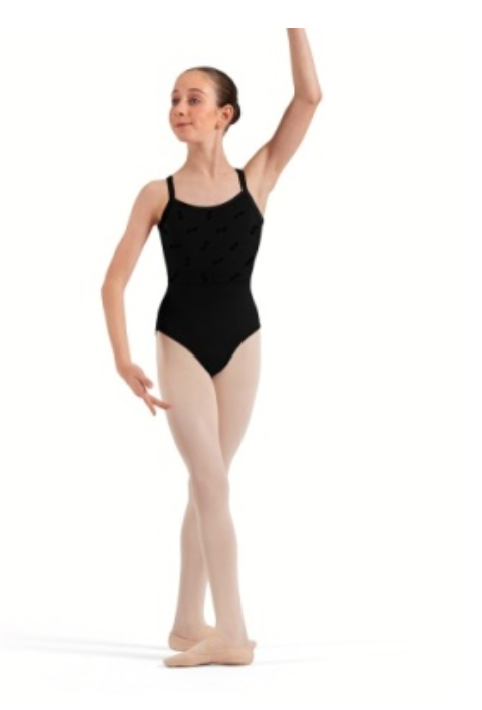 CL70017 Floral Flock Print Cami Leotard